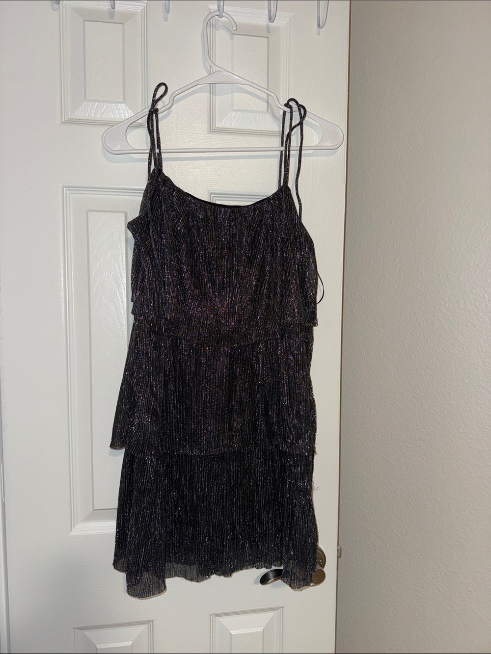 Twenty Black Metallic Tiered Mini Dress
